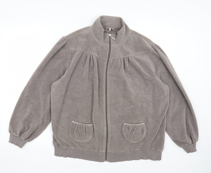 Per Una Womens Grey High Neck Polyester Full Zip Jumper Size XL