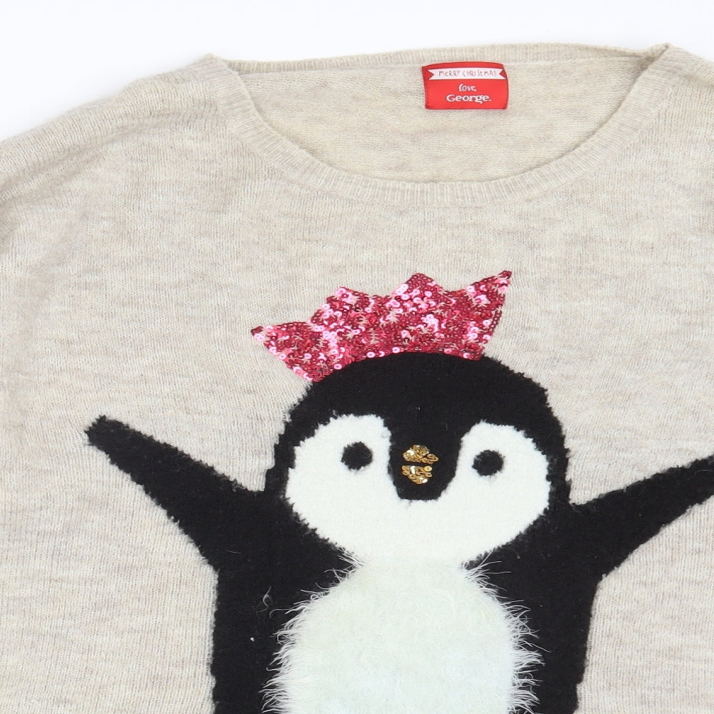 George Womens Grey Round Neck Acrylic Pullover Jumper Size 22 - Penguin
