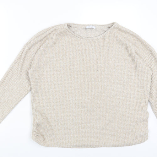 Papaya Womens Beige Round Neck Polyester Pullover Jumper Size M