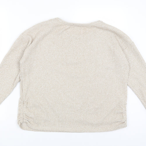 Papaya Womens Beige Round Neck Polyester Pullover Jumper Size M