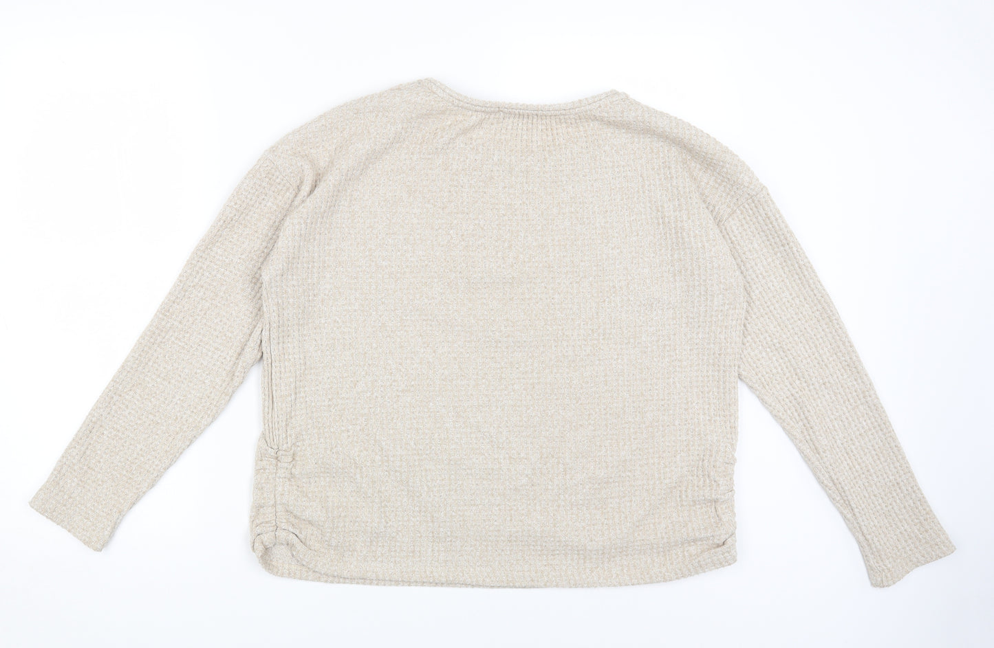 Papaya Womens Beige Round Neck Polyester Pullover Jumper Size M