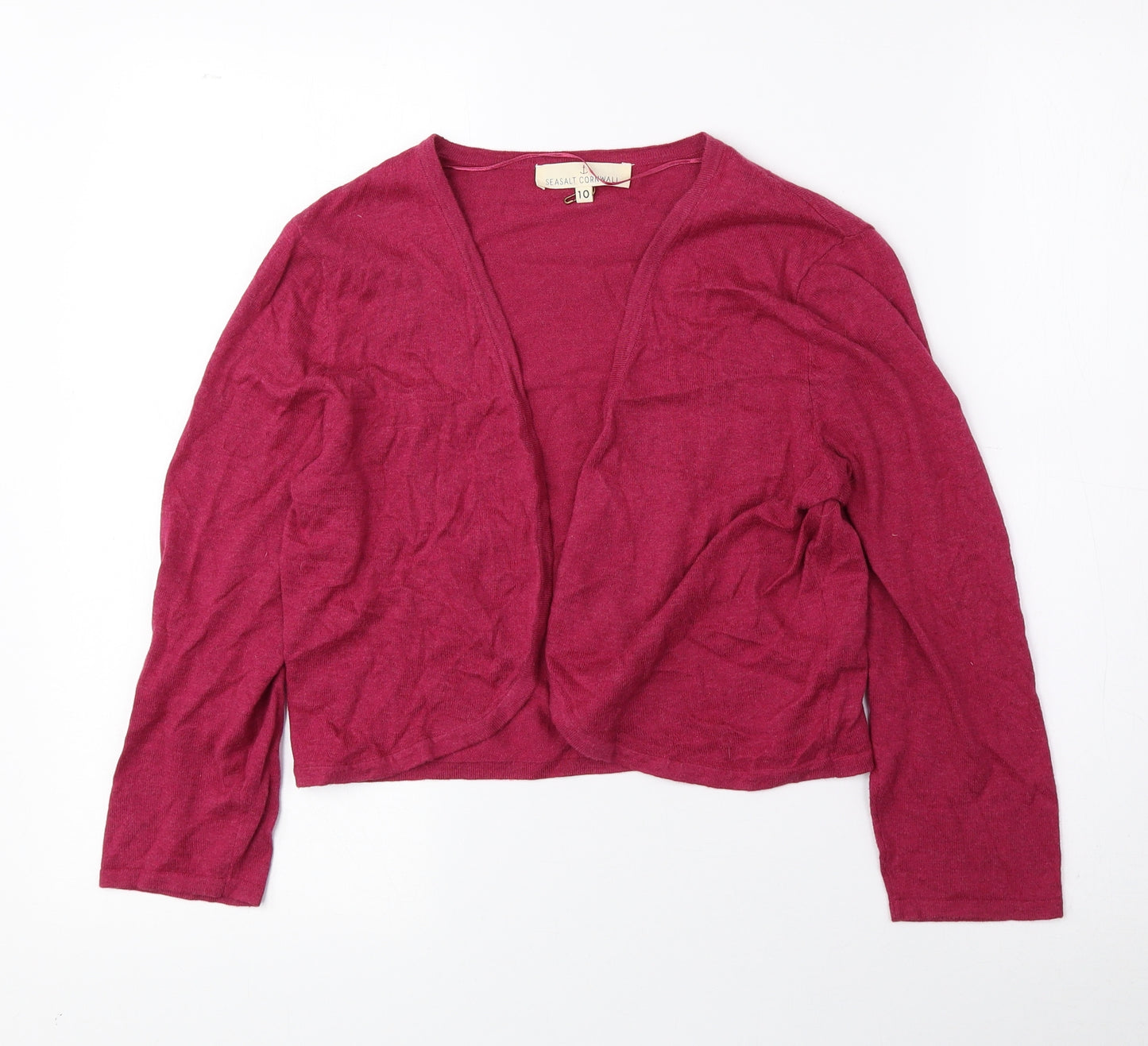 Seasalt Womens Pink V-Neck 100% Cotton Cardigan Jumper Size 10 - Cropped