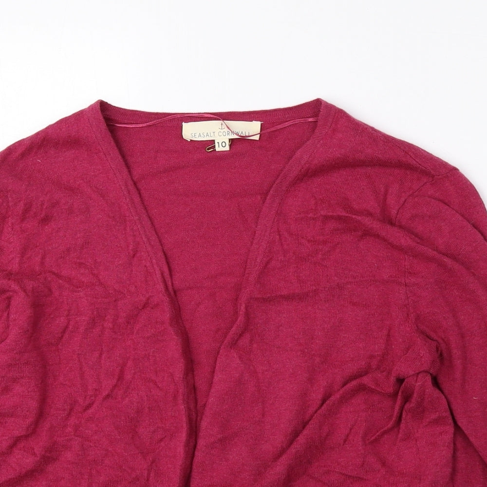Seasalt Womens Pink V-Neck 100% Cotton Cardigan Jumper Size 10 - Cropped