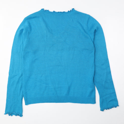 Editions Womens Blue V-Neck Acrylic Pullover Jumper Size 16