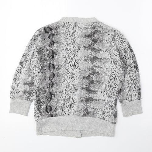 Atmosphere Womens Grey Round Neck Animal Print Cotton Cardigan Jumper Size 8 - Snake Print