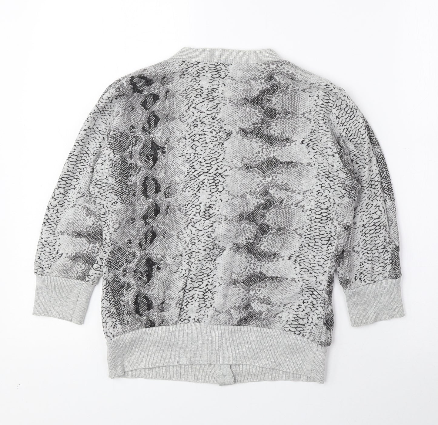Atmosphere Womens Grey Round Neck Animal Print Cotton Cardigan Jumper Size 8 - Snake Print