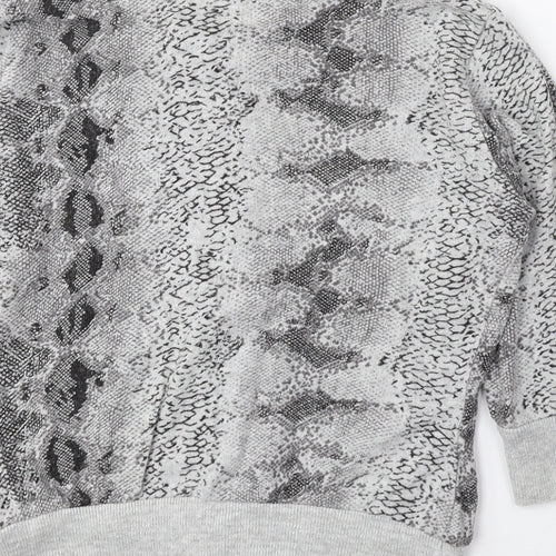 Atmosphere Womens Grey Round Neck Animal Print Cotton Cardigan Jumper Size 8 - Snake Print