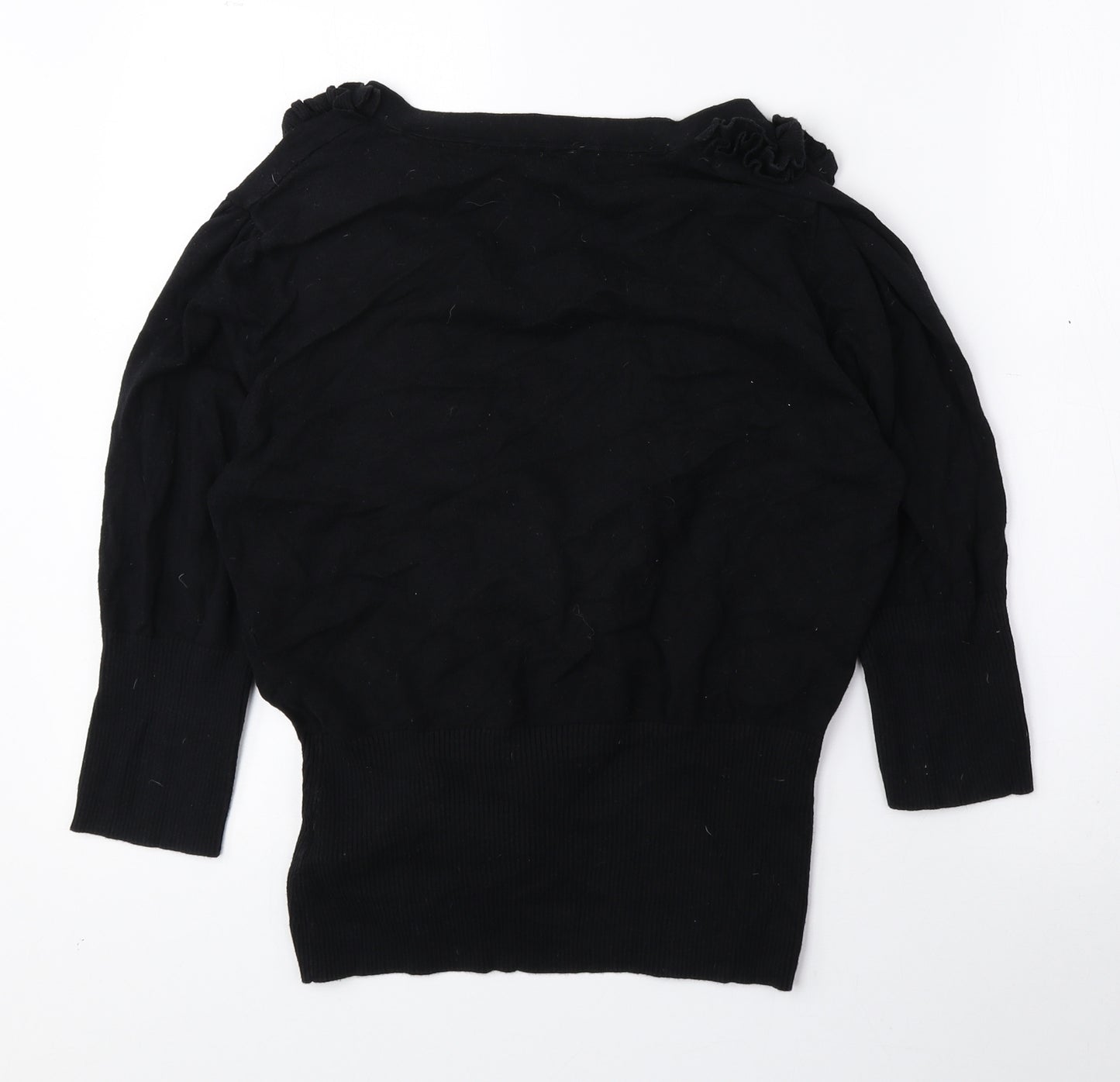 Julien Macdonald Womens Black V-Neck Cotton Cardigan Jumper Size 16