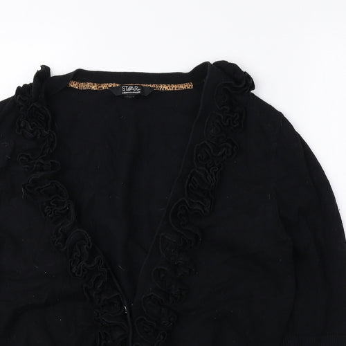 Julien Macdonald Womens Black V-Neck Cotton Cardigan Jumper Size 16