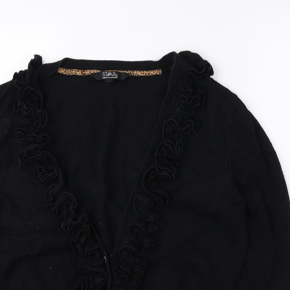 Julien Macdonald Womens Black V-Neck Cotton Cardigan Jumper Size 16
