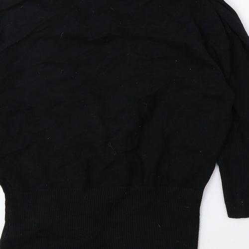 Julien Macdonald Womens Black V-Neck Cotton Cardigan Jumper Size 16