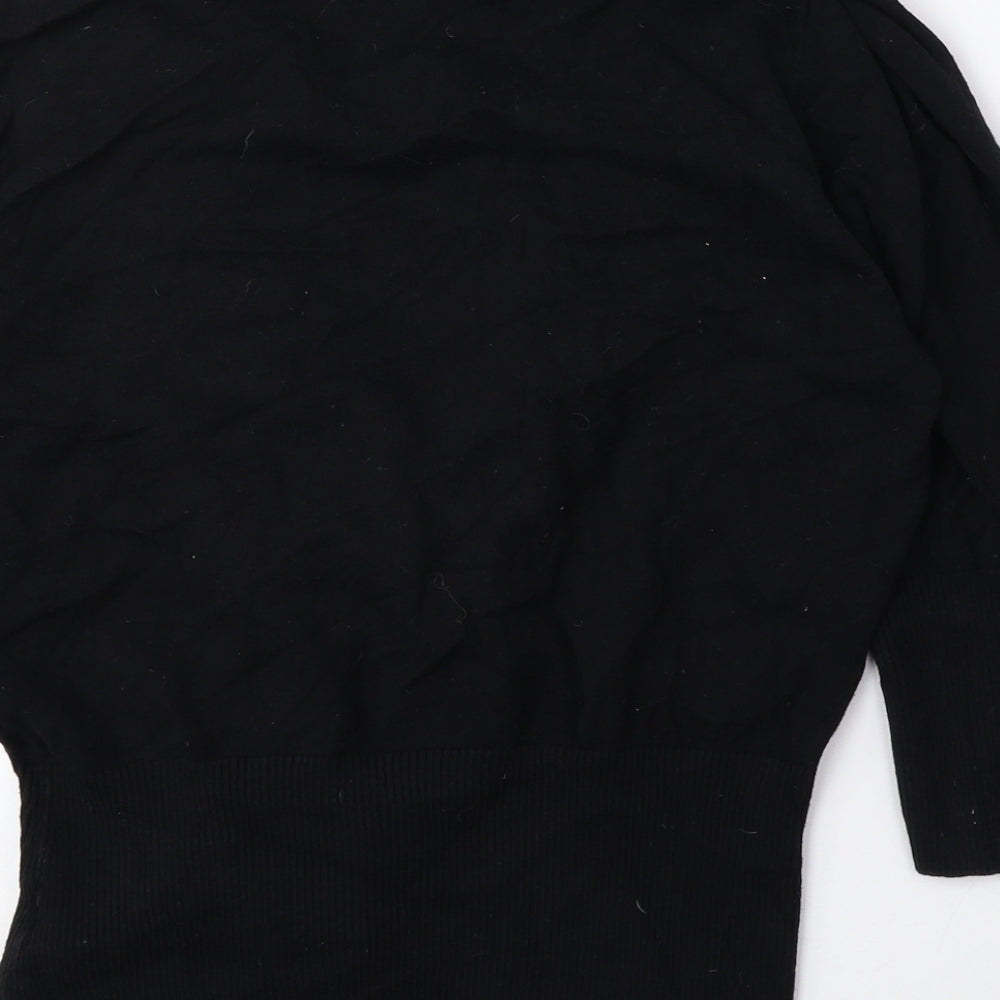 Julien Macdonald Womens Black V-Neck Cotton Cardigan Jumper Size 16