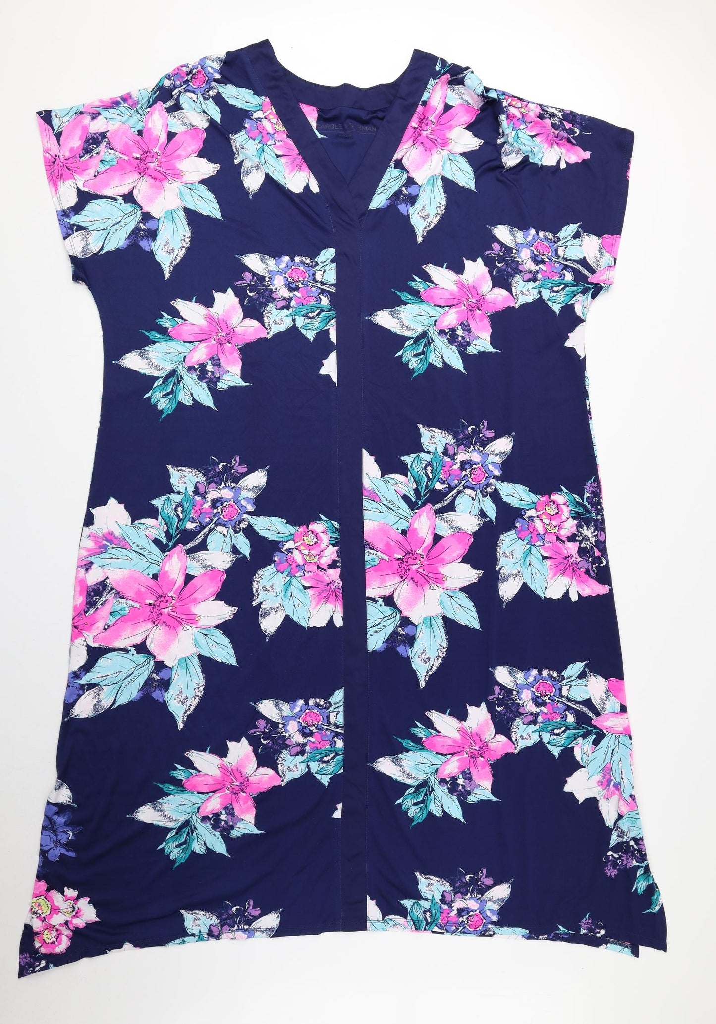Carole Hochman Womens Multicoloured Floral Polyester A-Line Size XL V-Neck Pullover