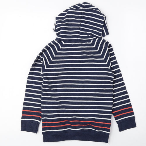 Jasper Conran Boys Blue Striped Cotton Pullover Hoodie Size 5-6 Years Pullover