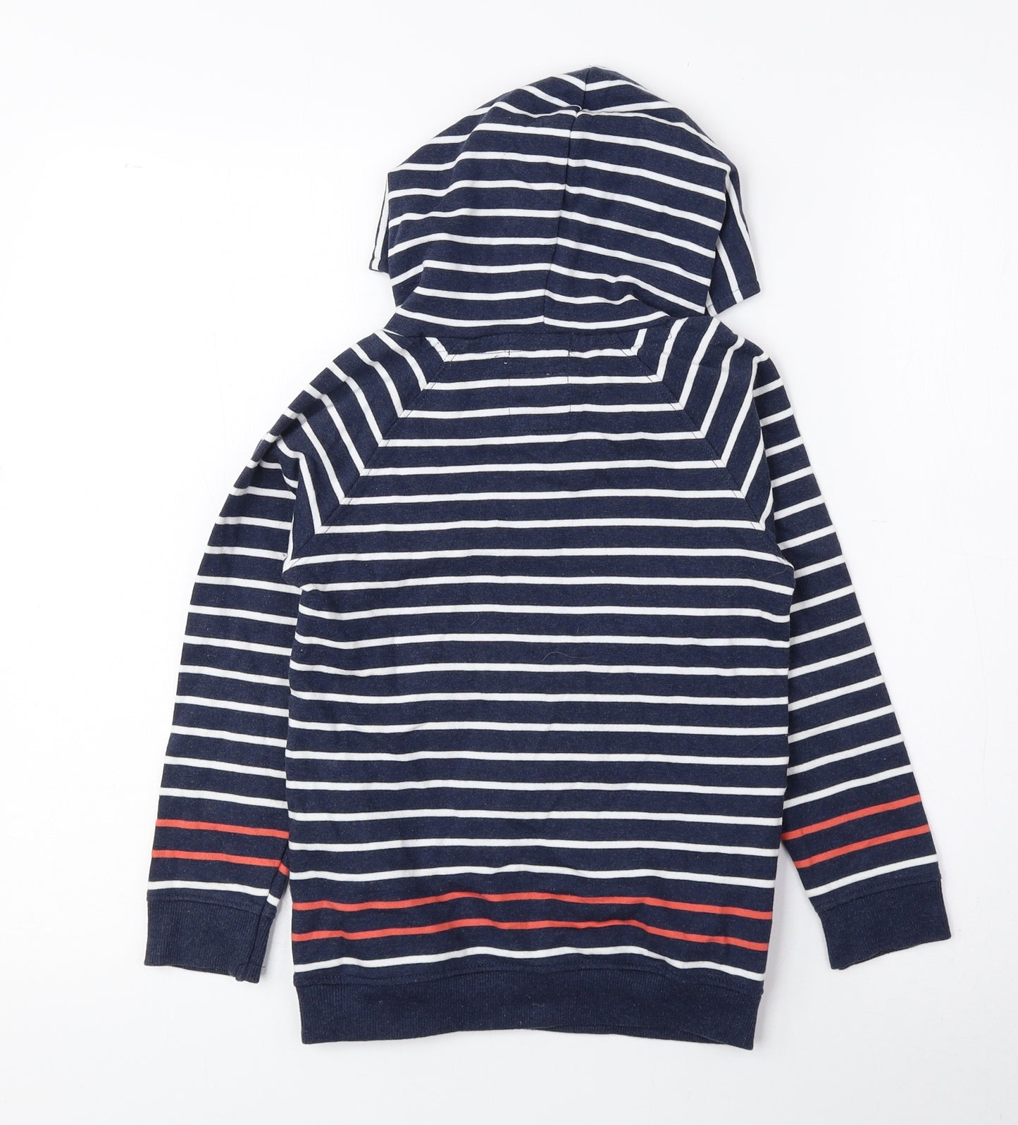 Jasper Conran Boys Blue Striped Cotton Pullover Hoodie Size 5-6 Years Pullover