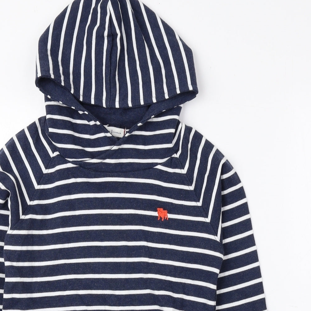 Jasper Conran Boys Blue Striped Cotton Pullover Hoodie Size 5-6 Years Pullover