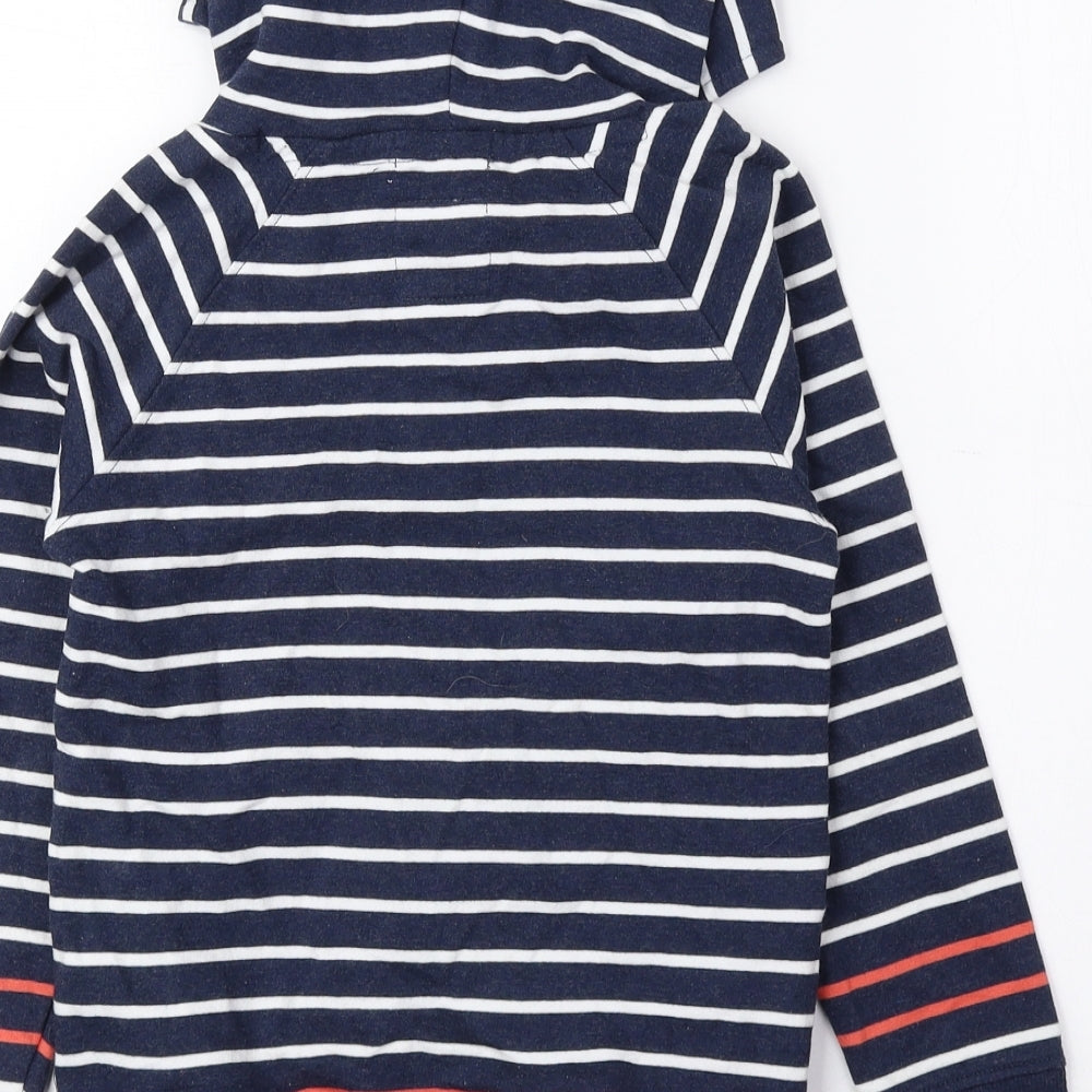 Jasper Conran Boys Blue Striped Cotton Pullover Hoodie Size 5-6 Years Pullover