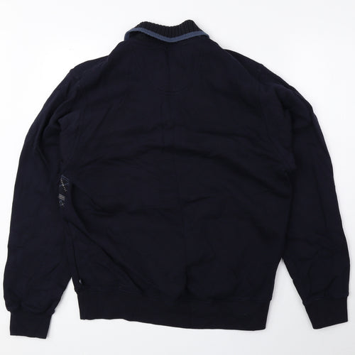 Blue Harbour Mens Blue Geometric Cotton Pullover Sweatshirt Size S
