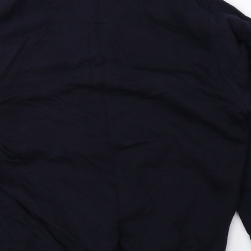 Blue Harbour Mens Blue Geometric Cotton Pullover Sweatshirt Size S