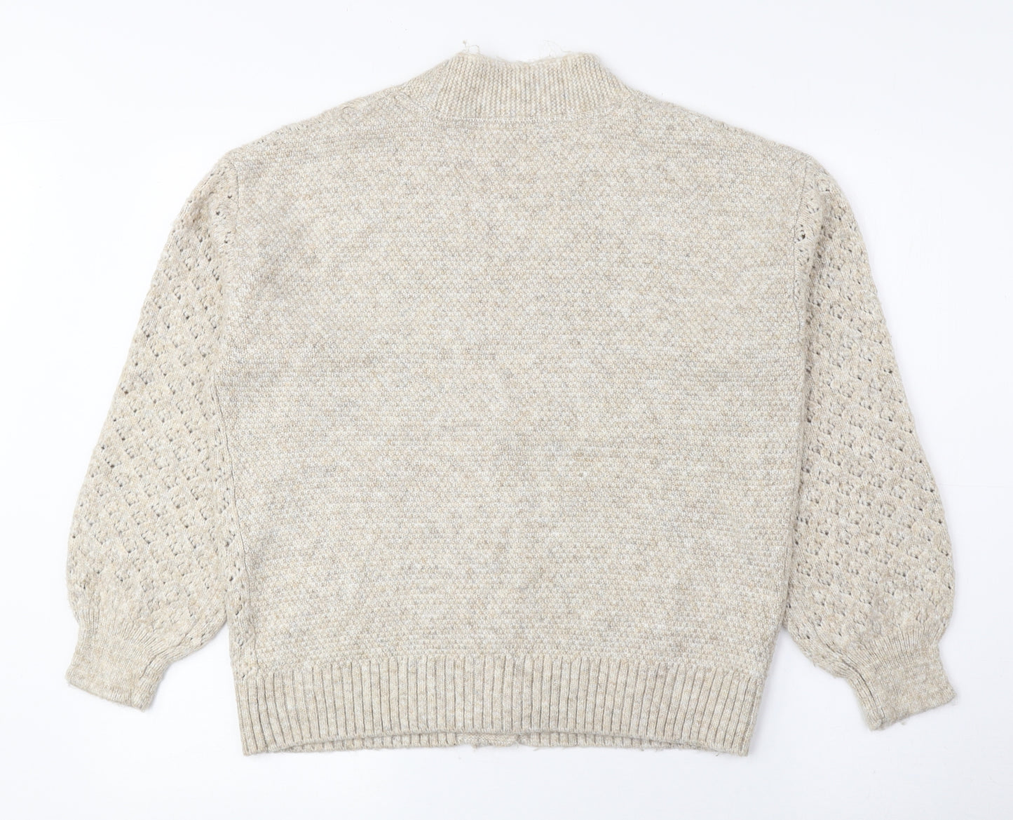 Papaya Womens Beige V-Neck Acrylic Cardigan Jumper Size S