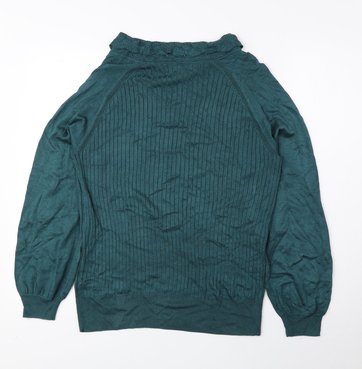 NEXT Womens Green Collared Viscose Pullover Jumper Size 14