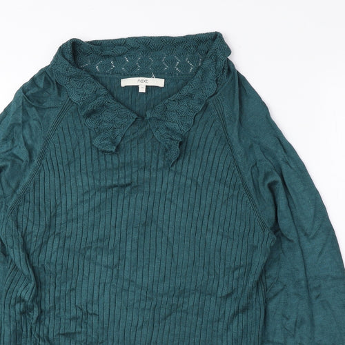 NEXT Womens Green Collared Viscose Pullover Jumper Size 14