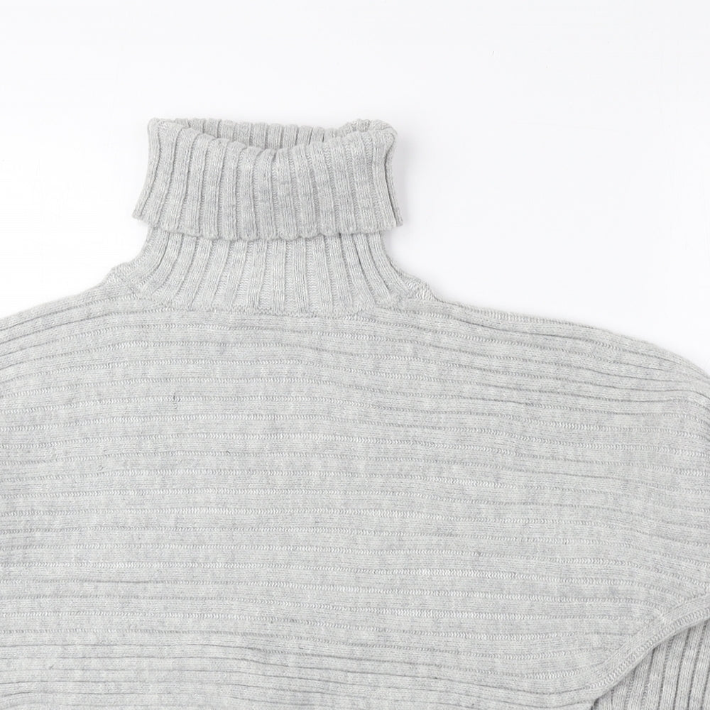New Look Womens Grey Roll Neck Acrylic Pullover Jumper Size S - Cropped