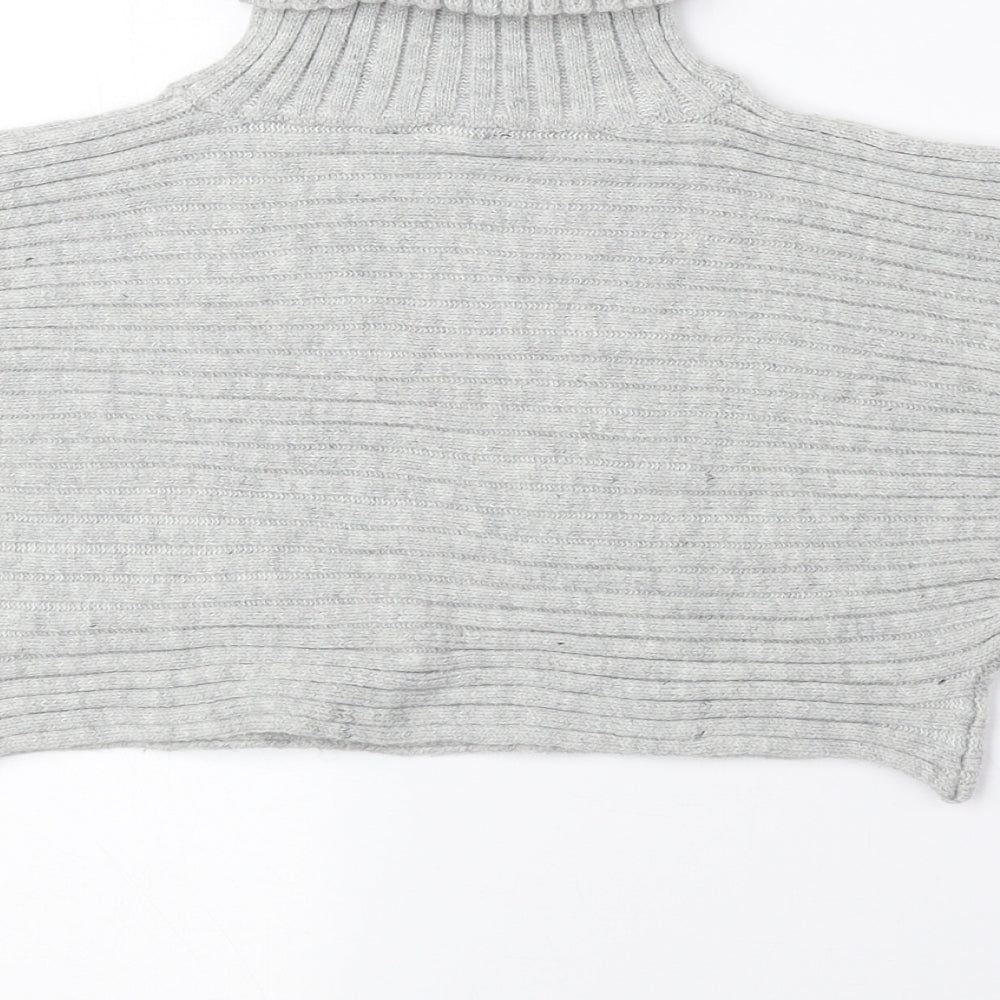 New Look Womens Grey Roll Neck Acrylic Pullover Jumper Size S - Cropped
