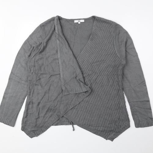 Klass Womens Grey V-Neck Acrylic Cardigan Jumper Size L
