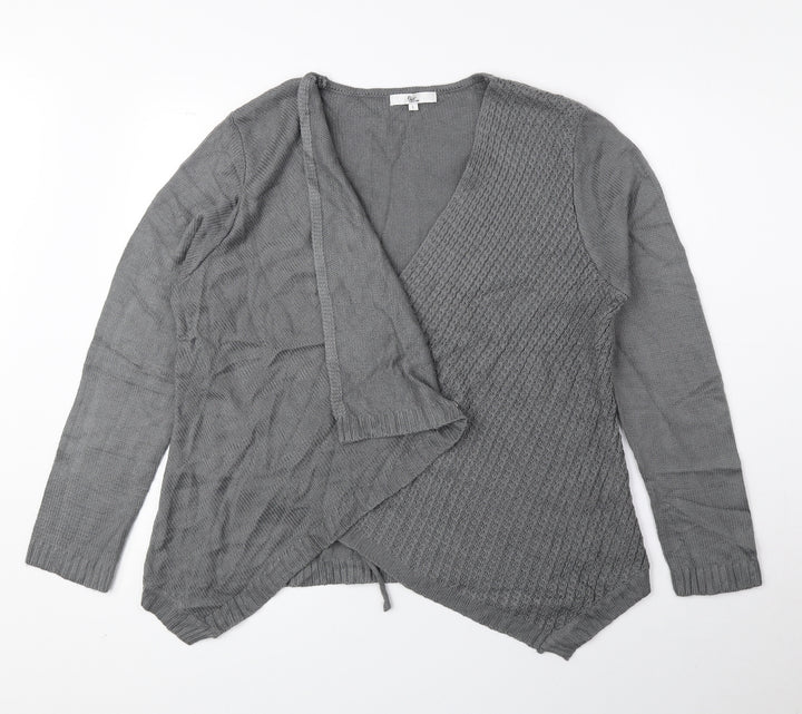 Klass Womens Grey V-Neck Acrylic Cardigan Jumper Size L