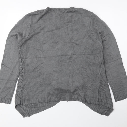 Klass Womens Grey V-Neck Acrylic Cardigan Jumper Size L