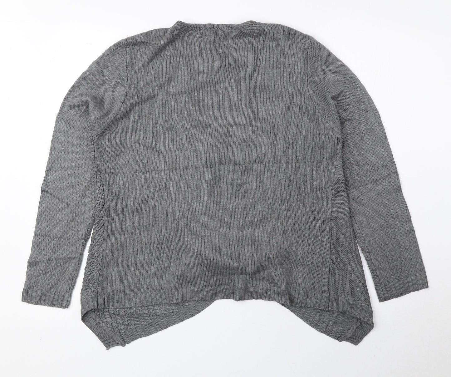 Klass Womens Grey V-Neck Acrylic Cardigan Jumper Size L