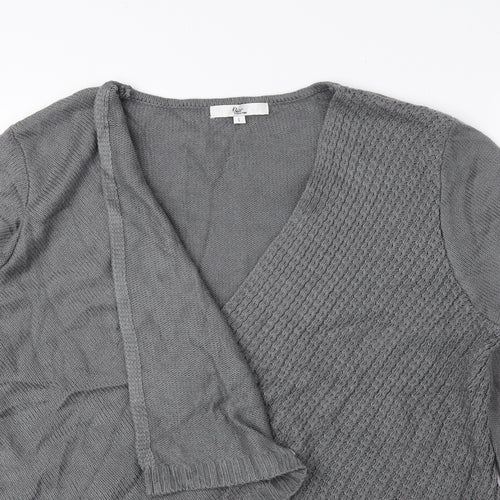 Klass Womens Grey V-Neck Acrylic Cardigan Jumper Size L
