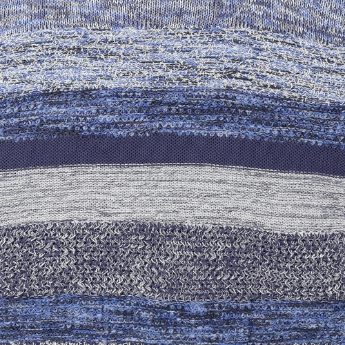 George Womens Blue Round Neck Striped Acrylic Pullover Jumper Size 16
