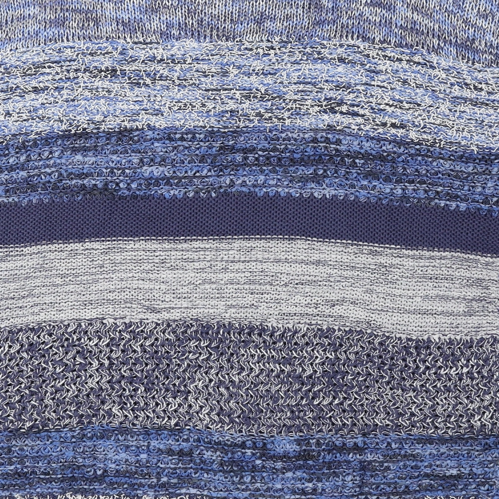 George Womens Blue Round Neck Striped Acrylic Pullover Jumper Size 16