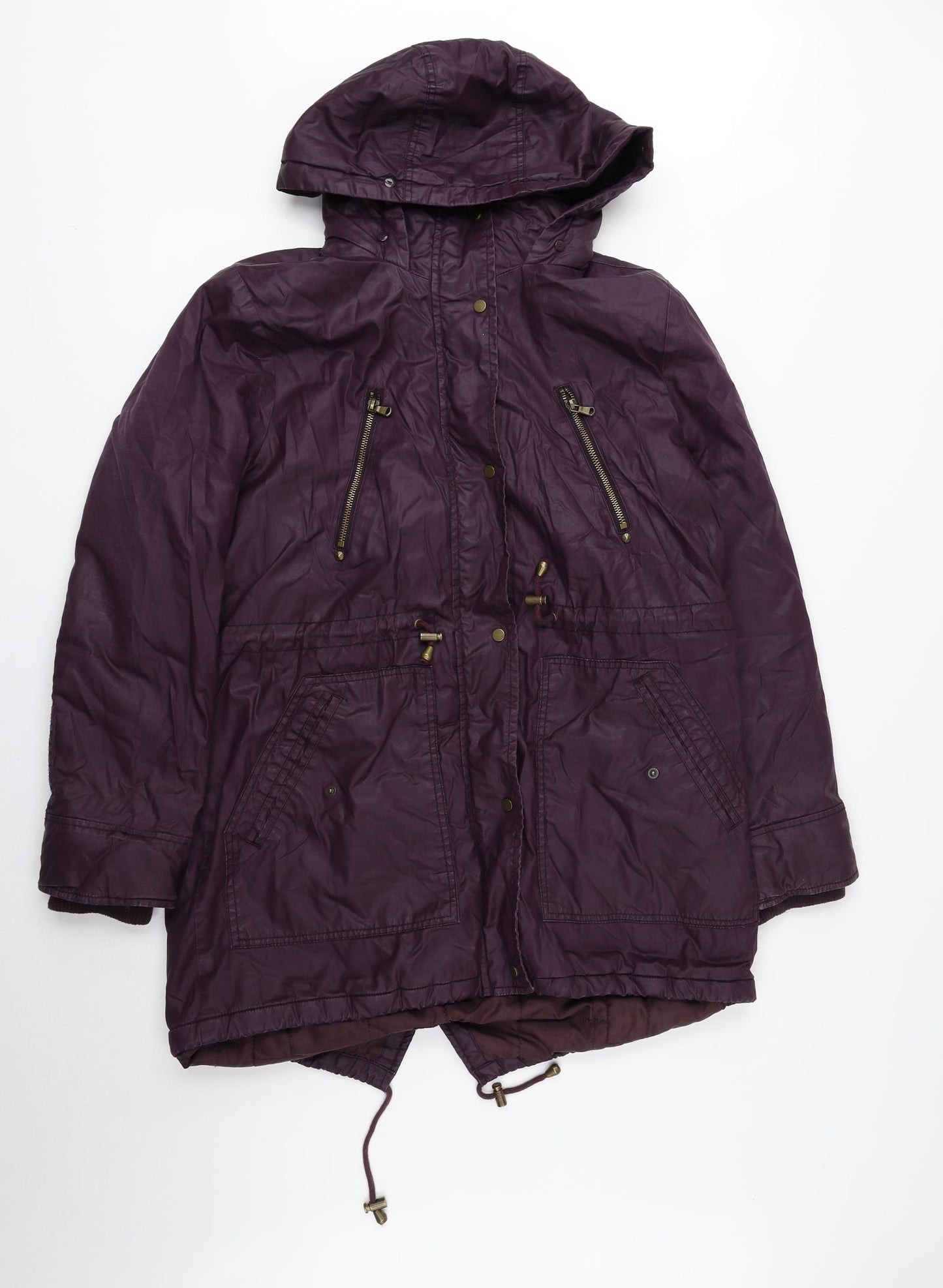 George Womens Purple Overcoat Coat Size 14 Snap