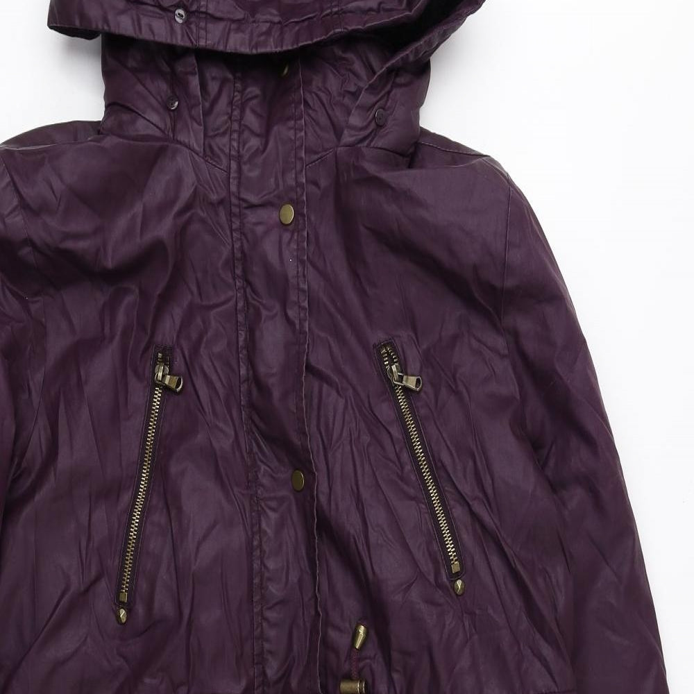 George Womens Purple Overcoat Coat Size 14 Snap