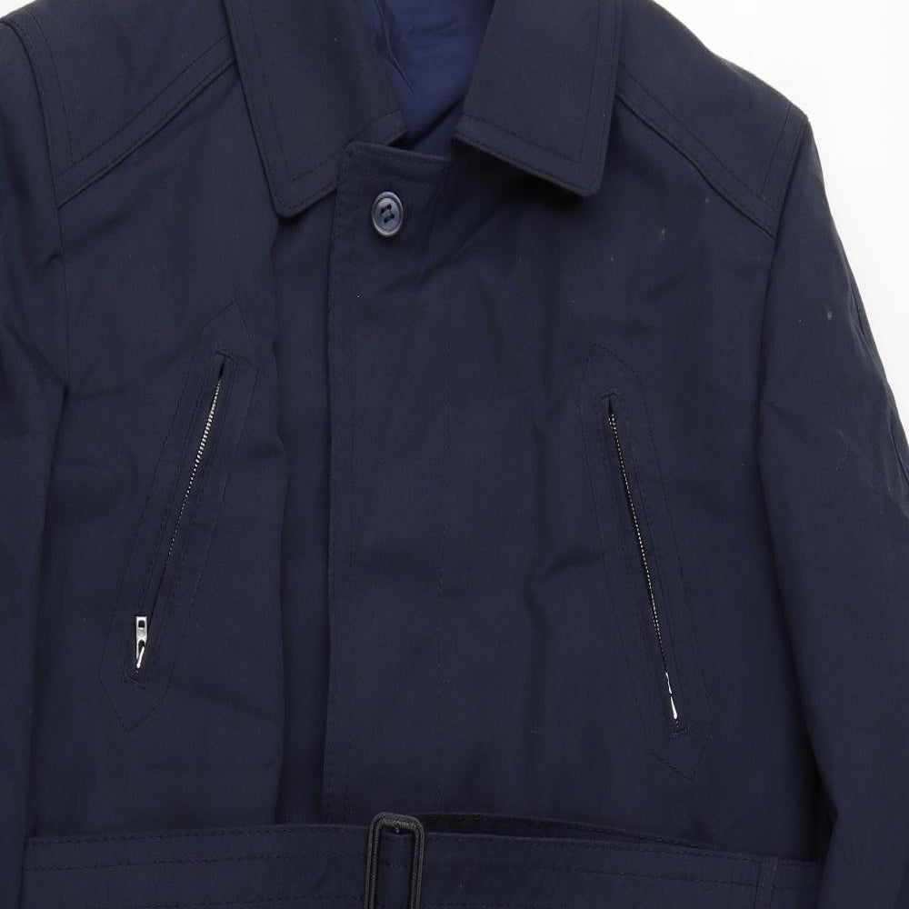 Preworn Womens Blue Overcoat Coat Size 12 Button - Detachable Lining