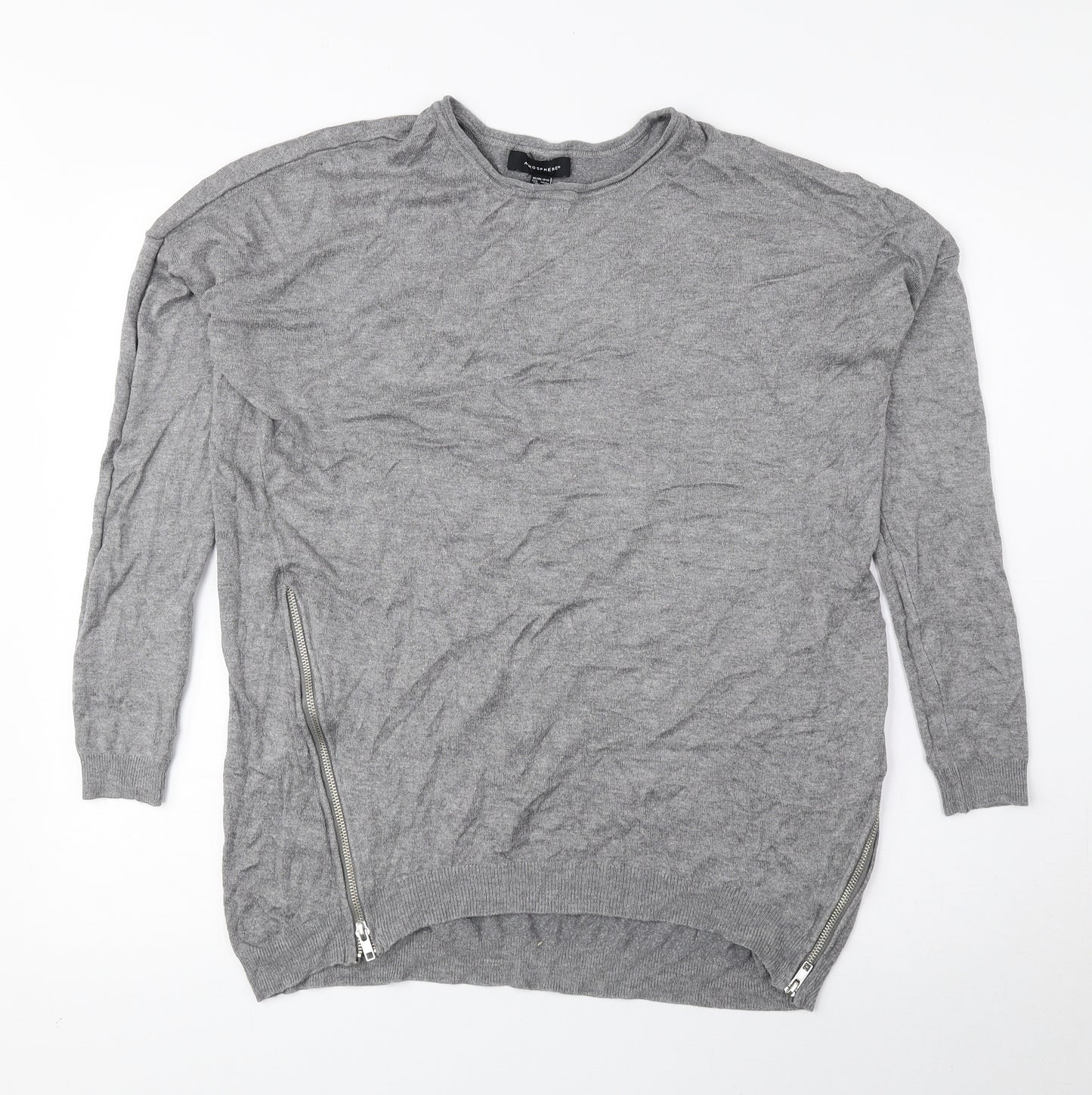 Atmosphere Womens Grey Round Neck Viscose Pullover Jumper Size 10