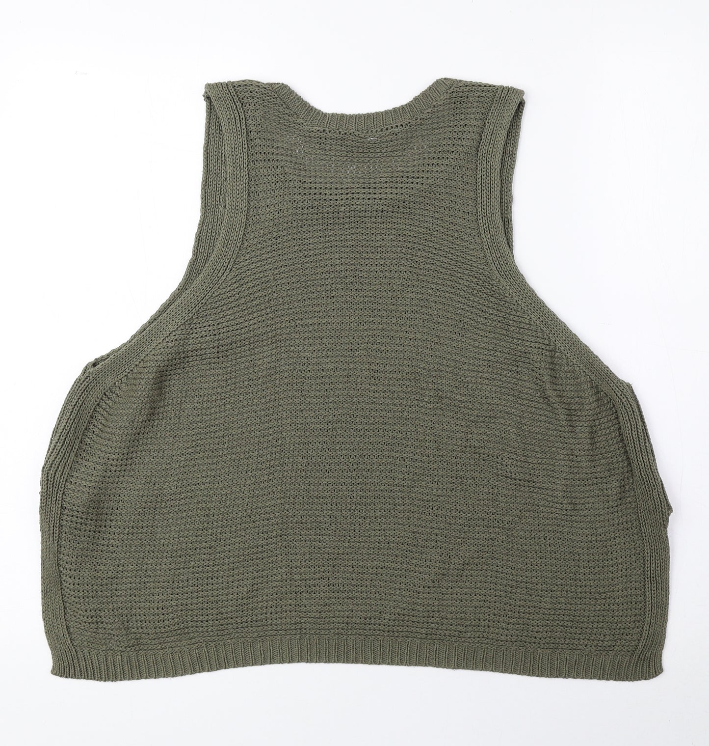 New Look Womens Green Round Neck Acrylic Vest Jumper Size 12