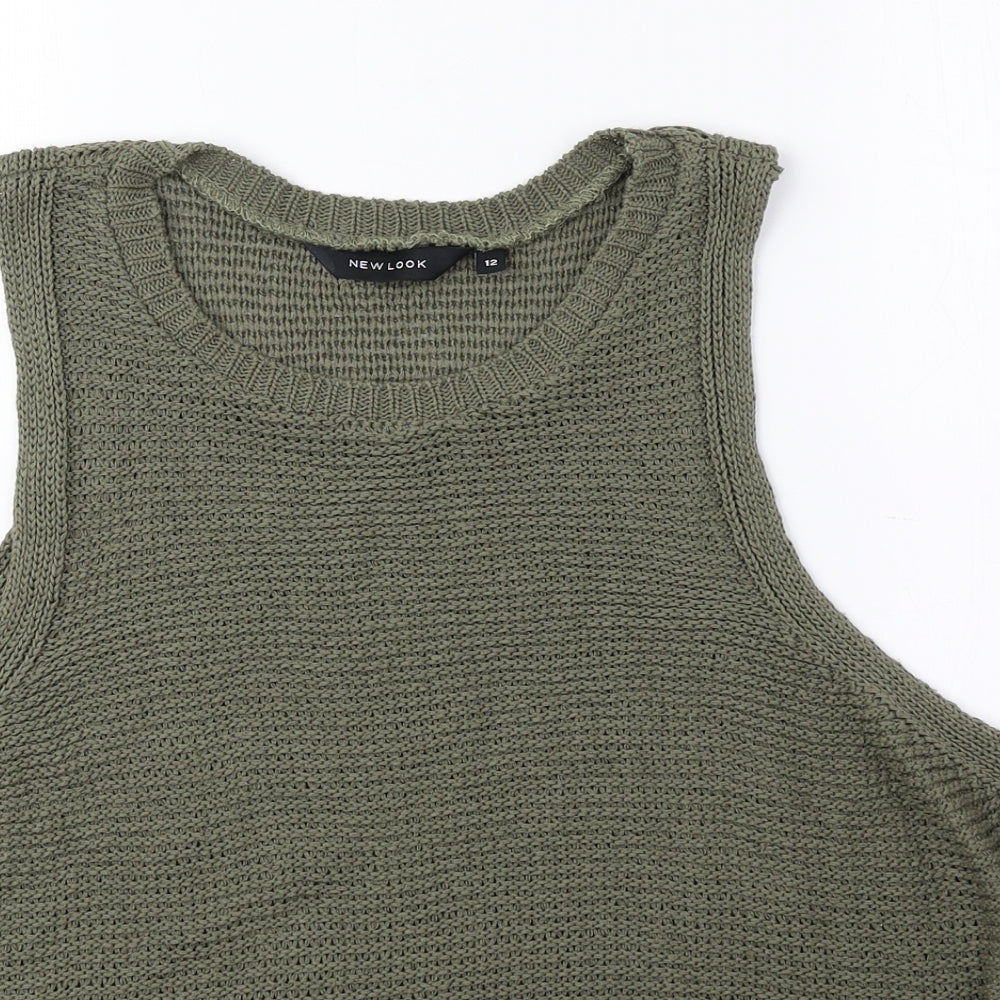New Look Womens Green Round Neck Acrylic Vest Jumper Size 12