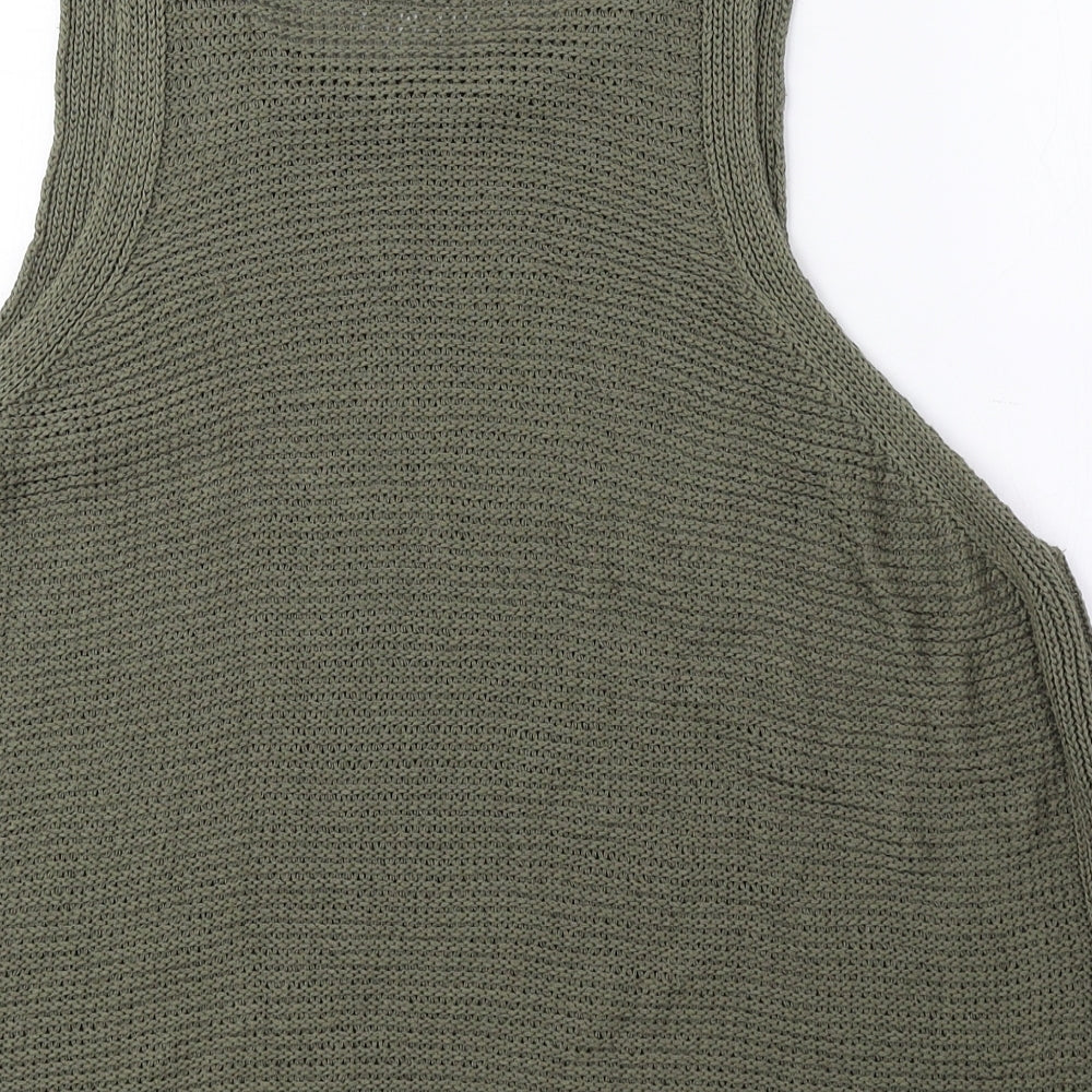 New Look Womens Green Round Neck Acrylic Vest Jumper Size 12