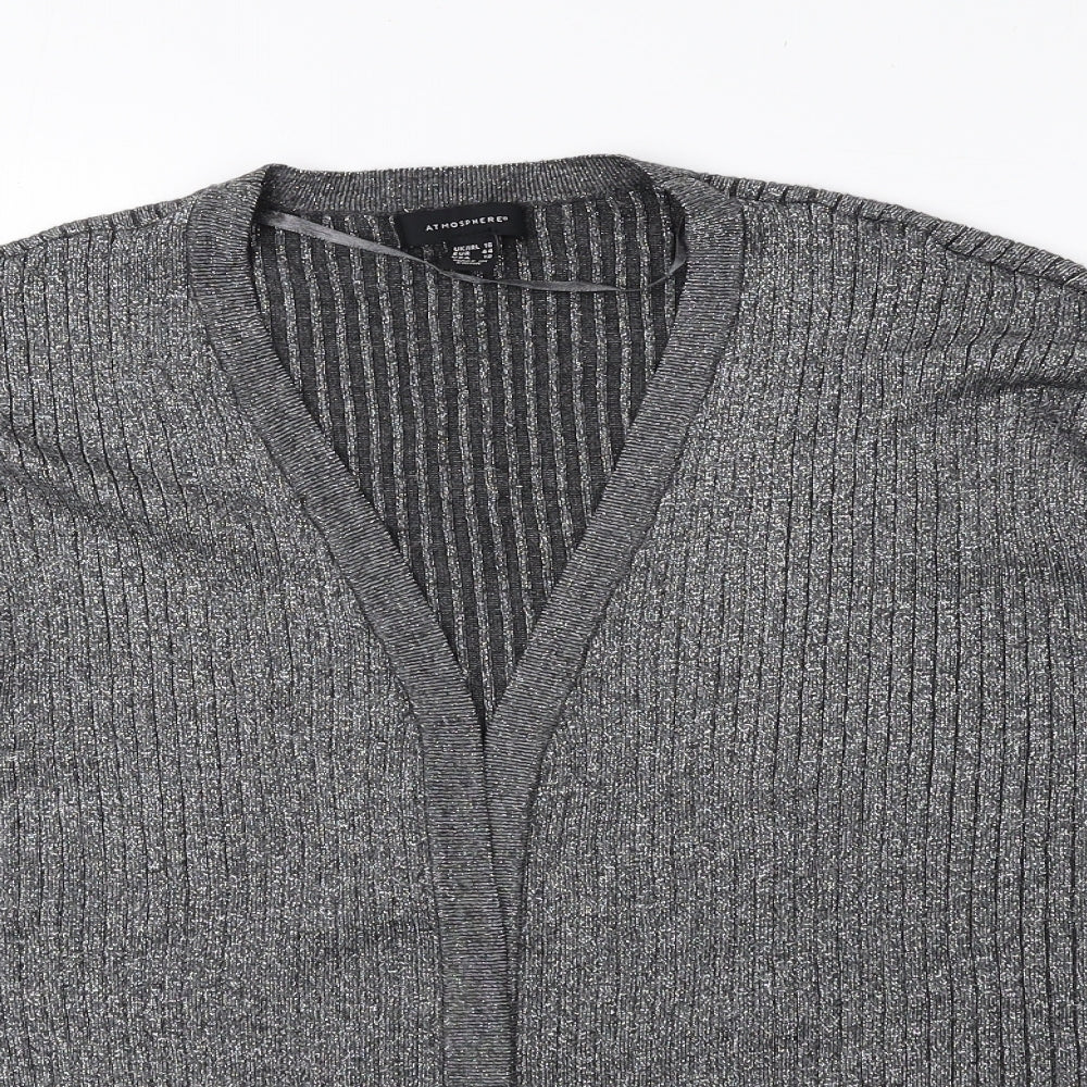Atmosphere Womens Grey V-Neck Viscose Cardigan Jumper Size 16