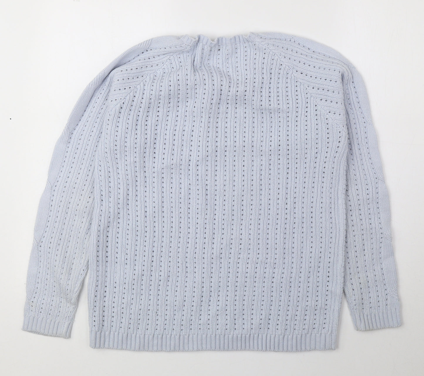 Damart Womens Blue Round Neck Acrylic Pullover Jumper Size 10