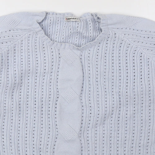 Damart Womens Blue Round Neck Acrylic Pullover Jumper Size 10