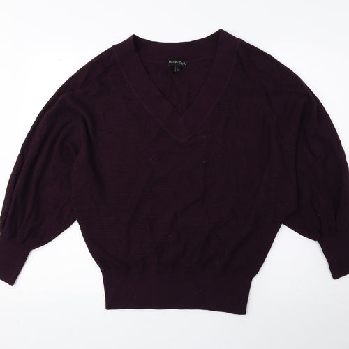Phase Eight Womens Purple V-Neck Viscose Pullover Jumper Size S