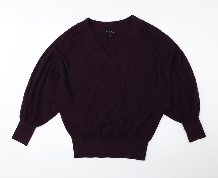 Phase Eight Womens Purple V-Neck Viscose Pullover Jumper Size S