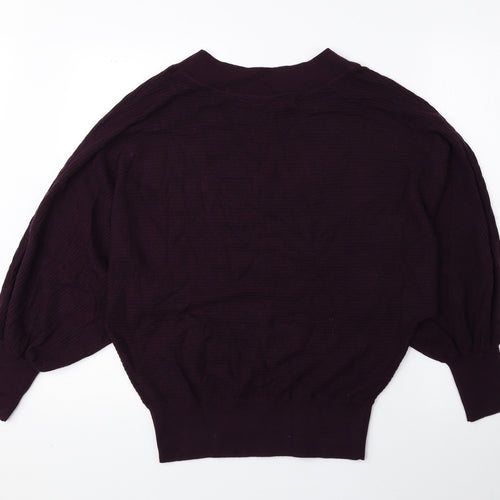 Phase Eight Womens Purple V-Neck Viscose Pullover Jumper Size S