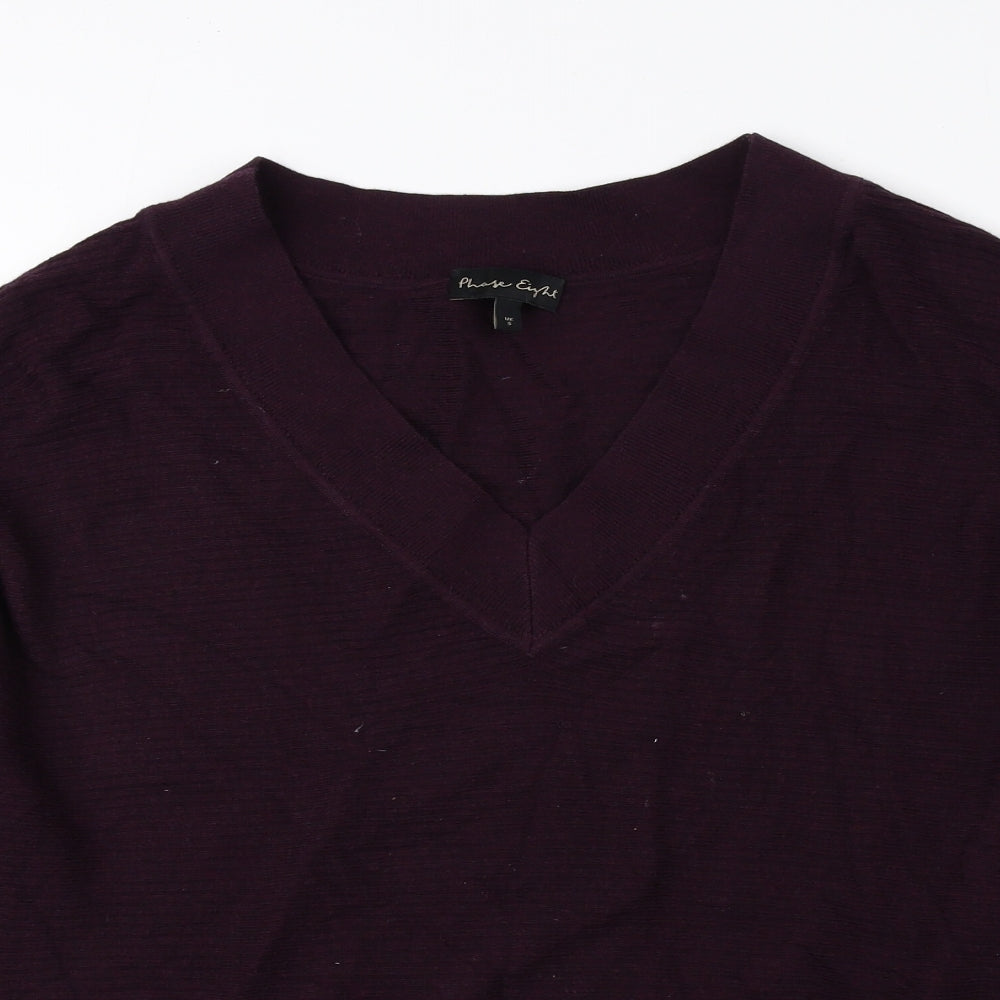 Phase Eight Womens Purple V-Neck Viscose Pullover Jumper Size S