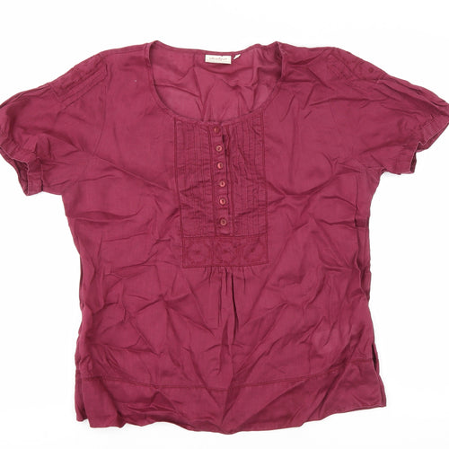Jackpot Womens Purple Ramie Basic Blouse Size 14 Scoop Neck
